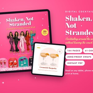Digital Cocktail Recipe Book PDF with Mocktails, Shaken Not Stranded, Bachelorette & Hostess Gift image 1