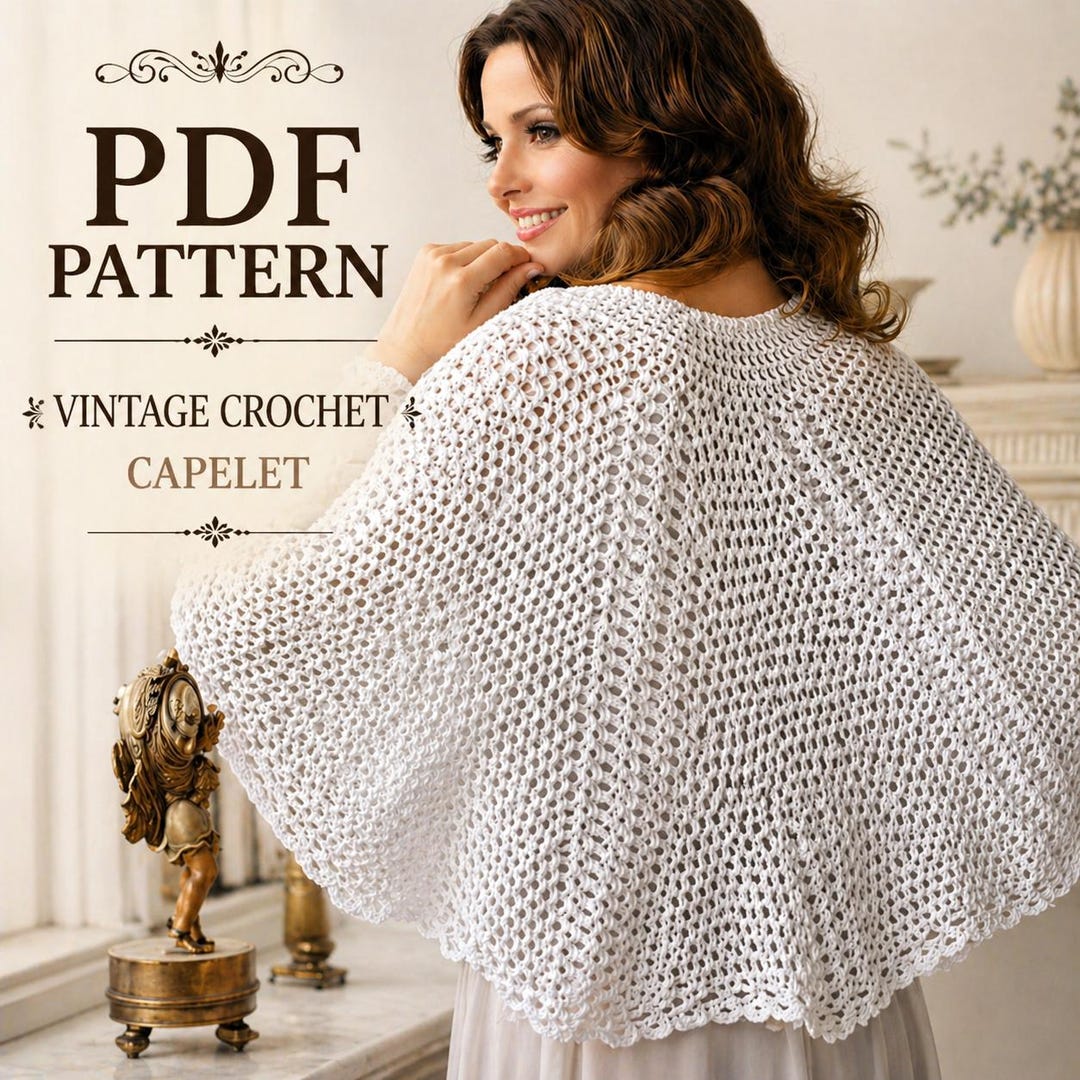Vintage Crochet Capelet Pattern PDF, Lace Capelet Pattern, Bridal Shawl ...