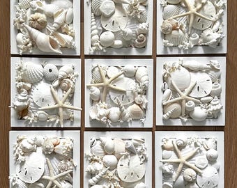 Décoration murale artisanale en coquillages blancs | Thème marin et plage