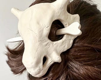 Cubone Skull Hair Stick | 3D‑Printed Pokémon‑Inspired Bun Holder | Unique Gothic / Anime Hair Accessory