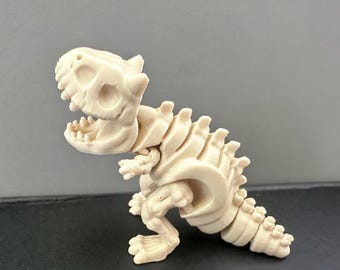 Mini Articulated Carnotaurus Skeleton 3D Printed Dinosaur Toy – Prehistoric Creature Collectible Model