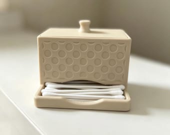 Cotton Swab Holder | Bathroom Storage Container | Elegant Vanity Organizer | Modern Bathroom Decor