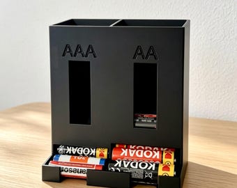 Minimalist AA AAA Battery Holder – Desktop Organizer Stand- 3D printed