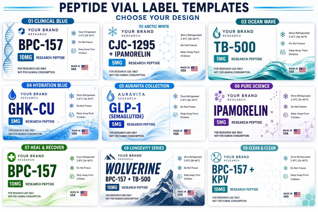 Research Labels Peptide Vial Labels | Waterproof Research Labels (3ML/10ML) - Etsy