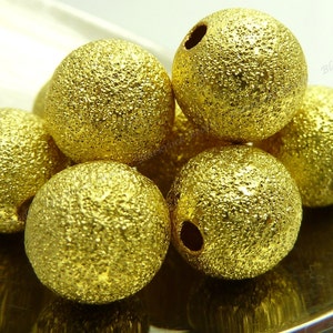 10mm Gold Tone Brass Stardust Round Beads 25 Pieces Textured Metal Beads BP18 image 3