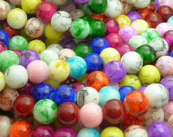 10mm Mixed Color Round Glass Beads - 20 Pieces - BN20