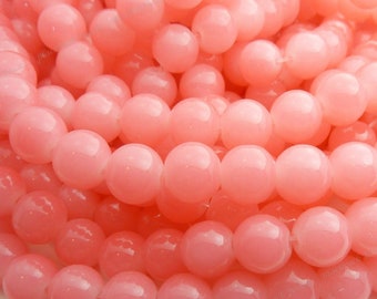 10mm Cotton Candy Pink Round Glass Beads - 20 Pieces - BN18