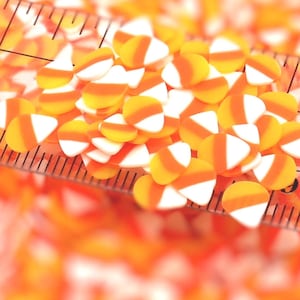 Candy Corn Polymer Clay Slices - NOT EDIBLE - Faux Sprinkles, Fake Bake Deco Resin Supply, Autumn Halloween Table Scatter Confetti - BPC277