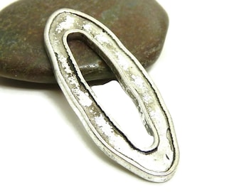 10 Hammered Oval Connectors - Double Sided - Antique Silver Tone - 38x14mm, Large Oval Links, Jewelry Findings - BC30