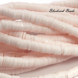 6mm Subtle Cherry Vanilla Polymer Clay and Vinyl Heishi Beads - 17 Inch Strand (380 - 400 Beads) - Vinyl Disc Beads, Spacer Beads - BR5-38J