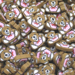 10mm Cartoon Teddy Bear Polymer Clay Slices - NOT EDIBLE - Fake Sprinkles, Fake Bake Deco Resin Filler Craft Supply, Table Scatter - BPC201