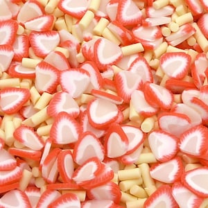 Strawberries and Cream Polymer Clay Sprinkle Mix - NOT EDIBLE - Faux Fake Bake Sprinkles, Deco Resin Filler Hair Face Nail Art Supply - BB26