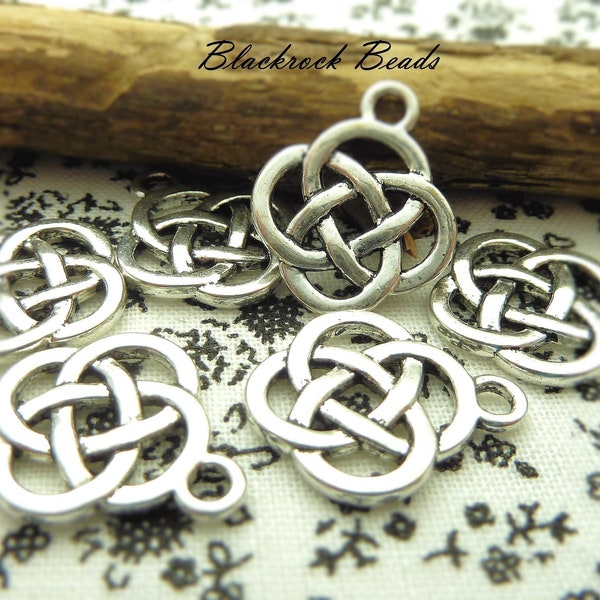 10 Celtic Knot Charms - Antique Silver Tone - 18x15mm, Celtic Pendants, Jewelry Findings - BA24