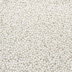 NON-EDIBLE 2mm White Pearlized Glass Nonpareil Sprinkles - Fake Bake Sprinkles, Faux White Sugar Pearl Jimmies, No Hole Seed Beads - NP26