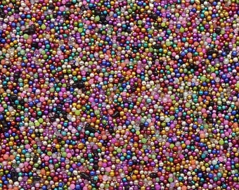 Mixed Color Pixie Dust Glass Micro Beads - 0.5mm to 1mm - Non-Edible Sugar Pearl Rainbow Sprinkles, Nail Dip Beads, Tiny Caviar Beads - NP5