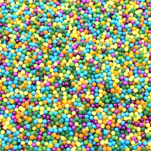 NON-EDIBLE 2mm Mixed Color Glass Nonpareil Sprinkles - Fake Sprinkles, Fake Bake Sprinkles, Deco Craft Embellishments, No Hole Beads - NP1