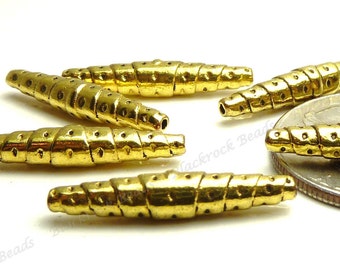 10 Antique Gold Tone Metal Tube Beads - 25x5mm - BP5