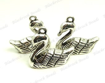 0875 Swan or Crane 30mm Gold Plated Die Cut Double Sided Bird Charms