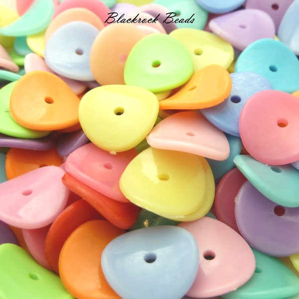 50 Wavy Acrylic Disc Beads - 15mm - Flat Round Mixed Color Beads, Curved Spacer Beads, Assorted Colors - BG20