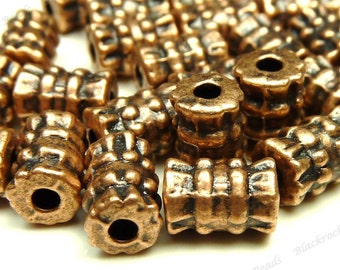 20 Antique Copper Tone Metal Tube Beads - 6x4mm - Round Tube, Spacers - BH4