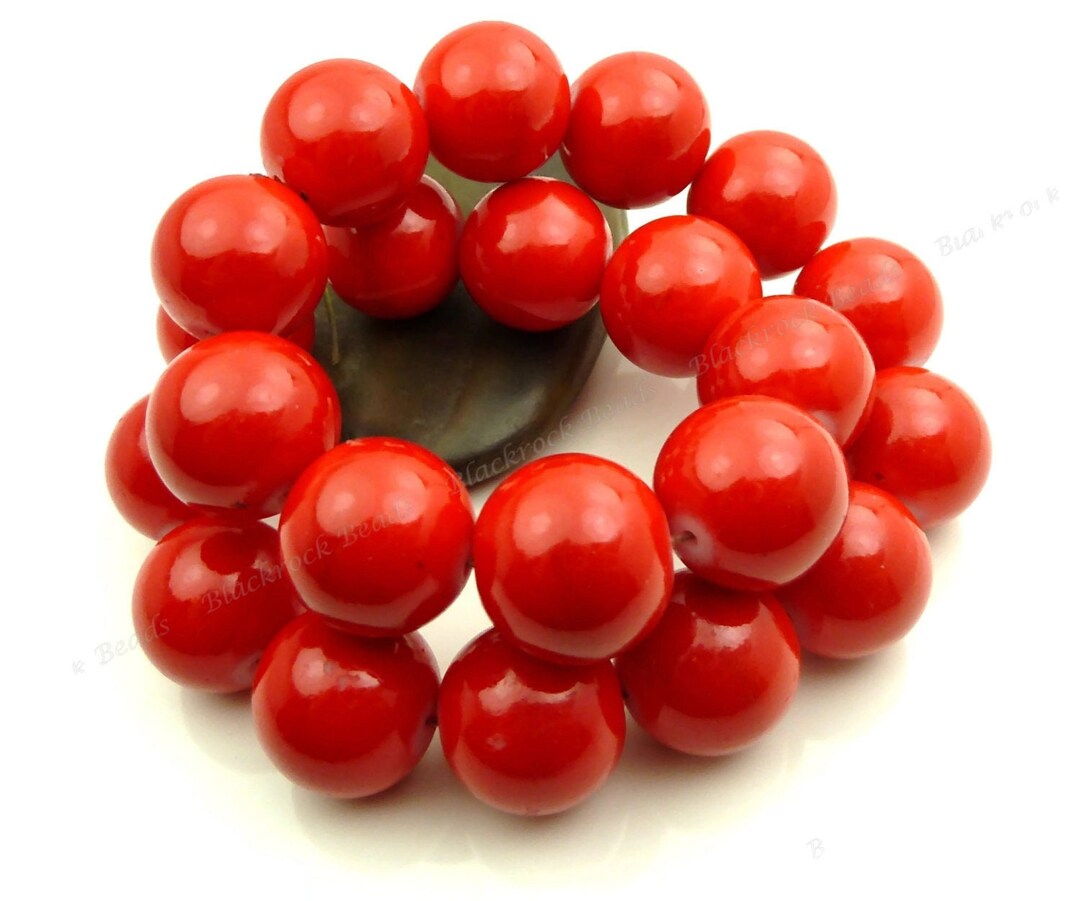 10mm Cherry Red Round Glass Beads 20 Pieces BL30 Etsy
