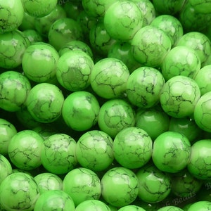 8mm Lime Green Mottled Pattern Round Glass Beads 25 Pieces BN12 image 3