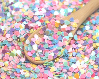 Pastel Heart Glitter - Shimmering Iridescent AB Chunky Color Shift Glitter, 3mm Heart Shaped Glitter, Solvent Resistant, 10/20 Grams - BGL32