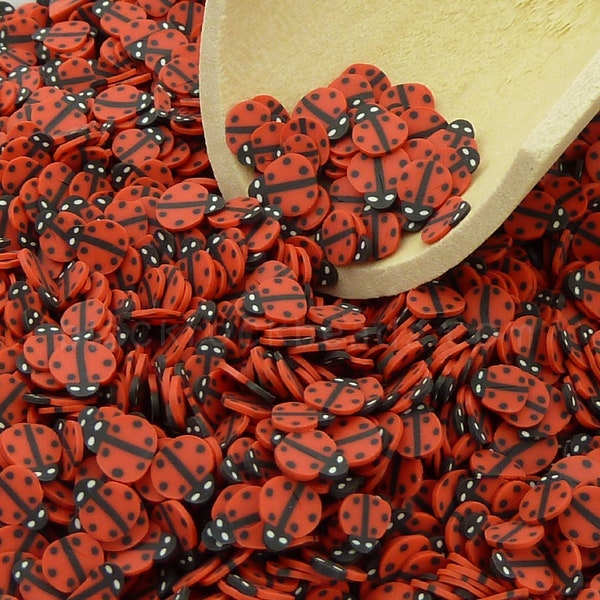 Red Ladybug Polymer Clay Slices - NOT EDIBLE - Fake Bake Sprinkle, Deco Topping, Polymer Clay Ladybug Sprinkles, Red Ladybug - BPC1