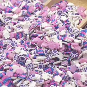Love My Pet Dog or Cat Paw Print Polymer Clay Sprinkle Mix - NOT EDIBLE - Dog or Cat Paw Print Sprinkle, Clay Slices  - BPC49