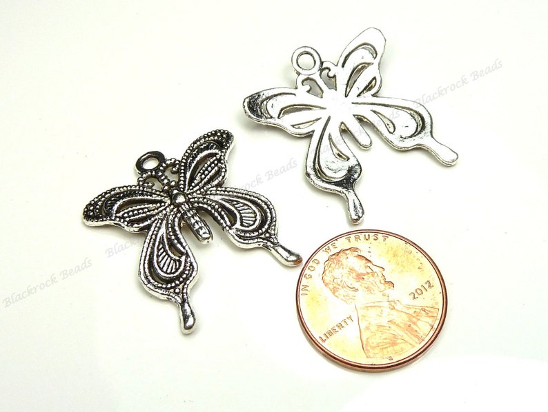 Bulk 18 Butterfly Pendants 27x24mm Antique Silver Tone Metal Etsy