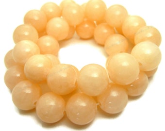 10mm Light Salmon Mashan Jade Round Gemstone Beads - 16 Inch Strand - BE35