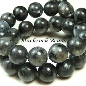 10mm Labradorite Natural Gemstone Beads 15.5 Inch Strand Black, Gray, Round, Opaque, Larvikite BF8 image 2