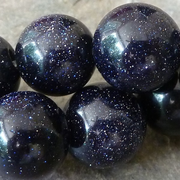 10mm Blue Goldstone Round Beads - 20pcs - BC20