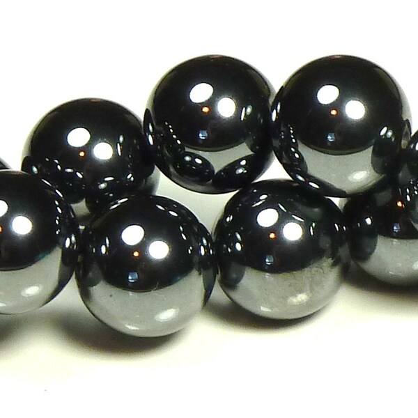 12mm Hemalyke Round Metal Beads - 15pcs - Gunmetal, Charcoal Gray - BT1
