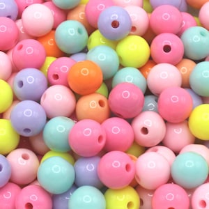 12mm Mixed Color Chunky Bubblegum Beads - 20pcs - Candy Color Gumball Beads, Smooth Round Acrylic Beads, 3mm Bead Holes - BR2-20