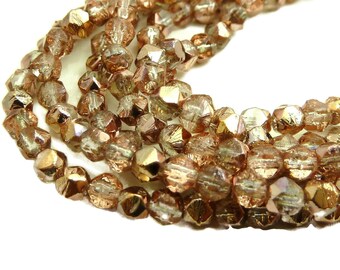 Apollo Gold Czech Glass Bead 6mm Round 50 pc Smooth Druk Apollo Gold Beads