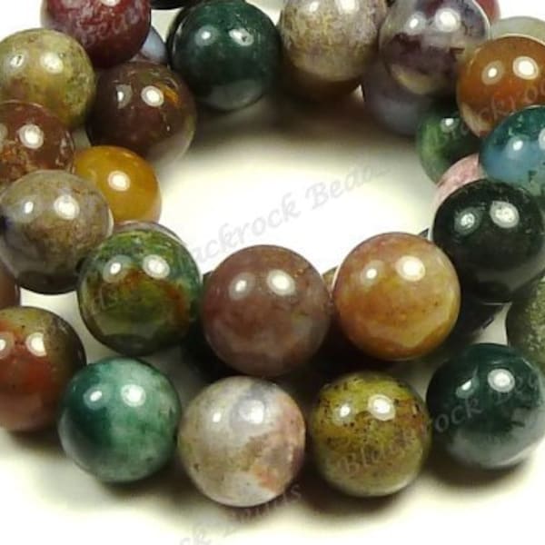 6mm Fancy Jasper Smooth Round Natural Gemstone Beads - 15 Inch Strand - Multicolor Mix - BC25