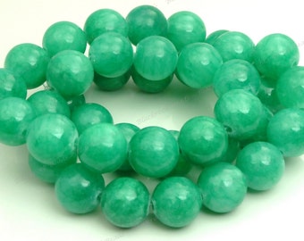 10mm Sea Green Mashan Jade Round Gemstone Beads - 16 Inch Strand - BG22