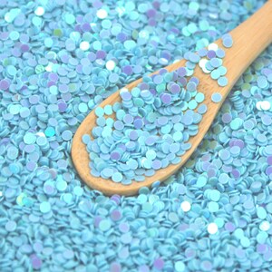 2mm Maya Blue Glitter Discs Shimmering Iridescent AB Chunky Color Shift Glitter, Flat Round Discs, Solvent Resistant, 10/20 Grams BGL41 image 3