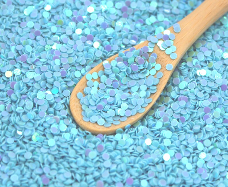 2mm Maya Blue Glitter Discs Shimmering Iridescent AB Chunky Color Shift Glitter, Flat Round Discs, Solvent Resistant, 10/20 Grams BGL41 image 3