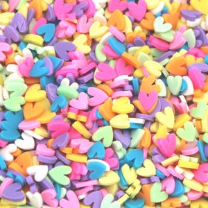 Mixed Color Heart Shaped Polymer Clay Slices - NOT EDIBLE - Fake Sprinkles, 5mm Deco Resin Slime Hair Face Nail Art Embellishments - BPC9