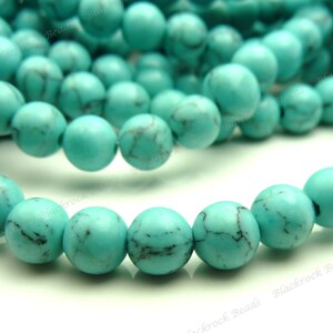 6mm Turquoise Blue Howlite Round Gemstone Beads 16 Inch Strand BG8 image 2