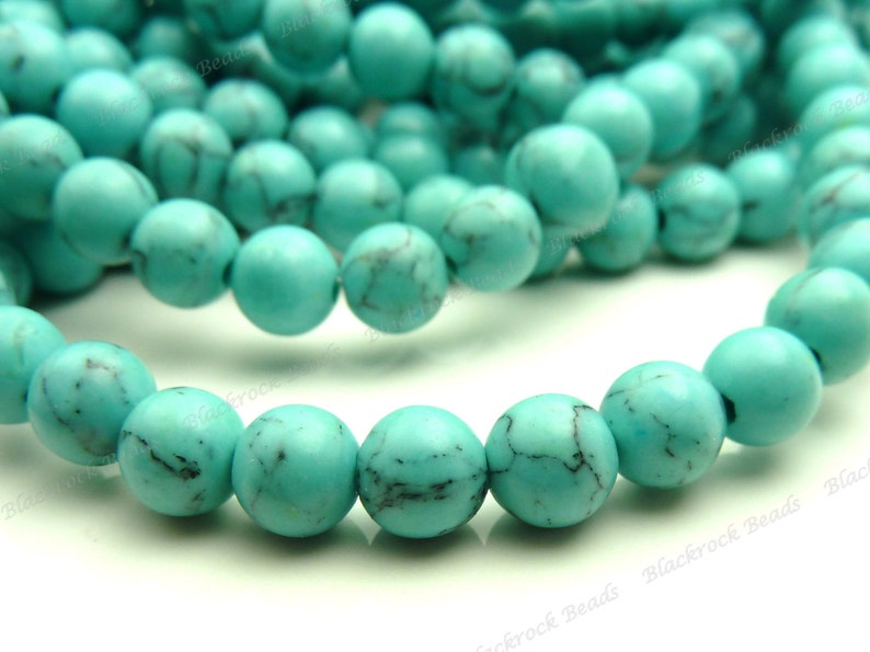 6mm Turquoise Blue Howlite Round Gemstone Beads 16 Inch Strand BG8 Bild 2