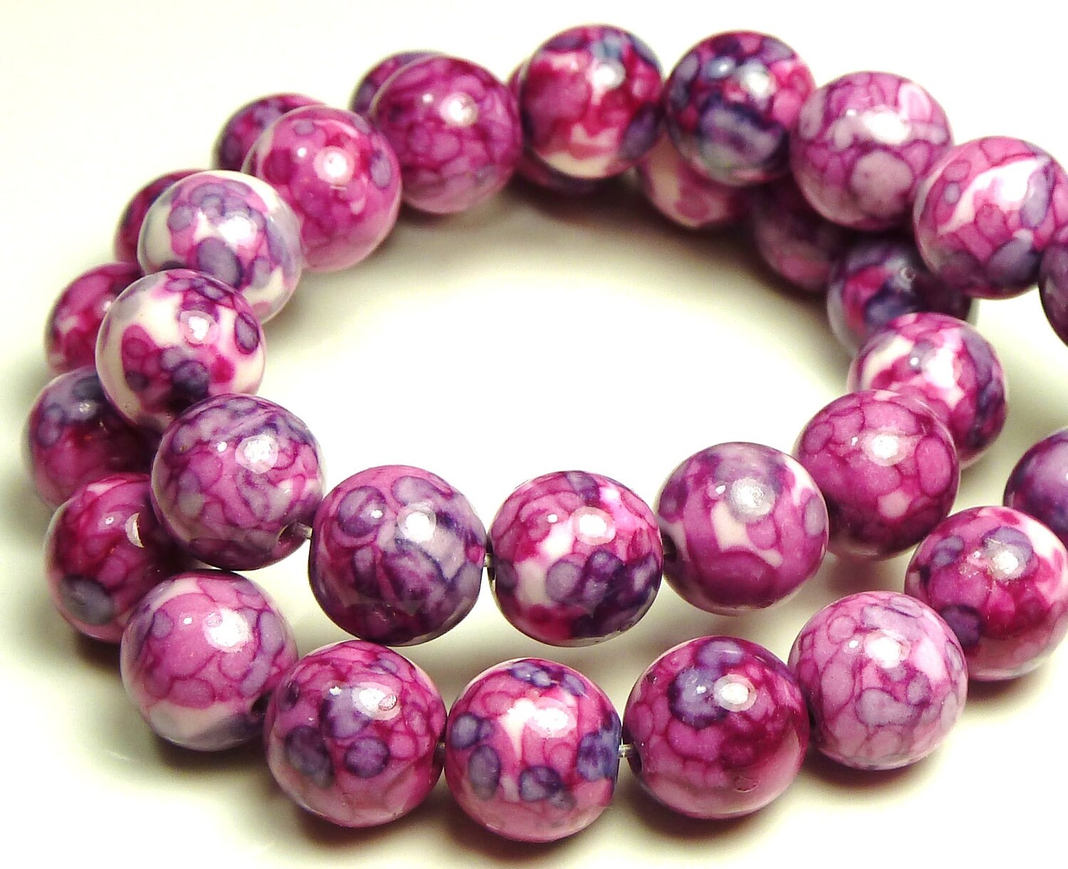 8mm Rain Flower Stone Ocean Jade Round Gemstone Beads Salmon Red Orange 15.5 Inch Strand Sky Blue BB7