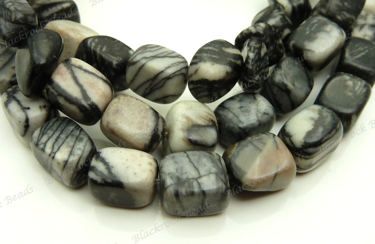 Black Silk Stone Nugget Natural Gemstone Beads 16 Inch Etsy