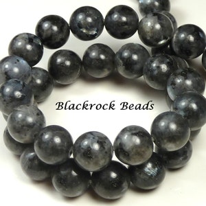 10mm Labradorite Natural Gemstone Beads 15.5 Inch Strand Black, Gray, Round, Opaque, Larvikite BF8 image 3