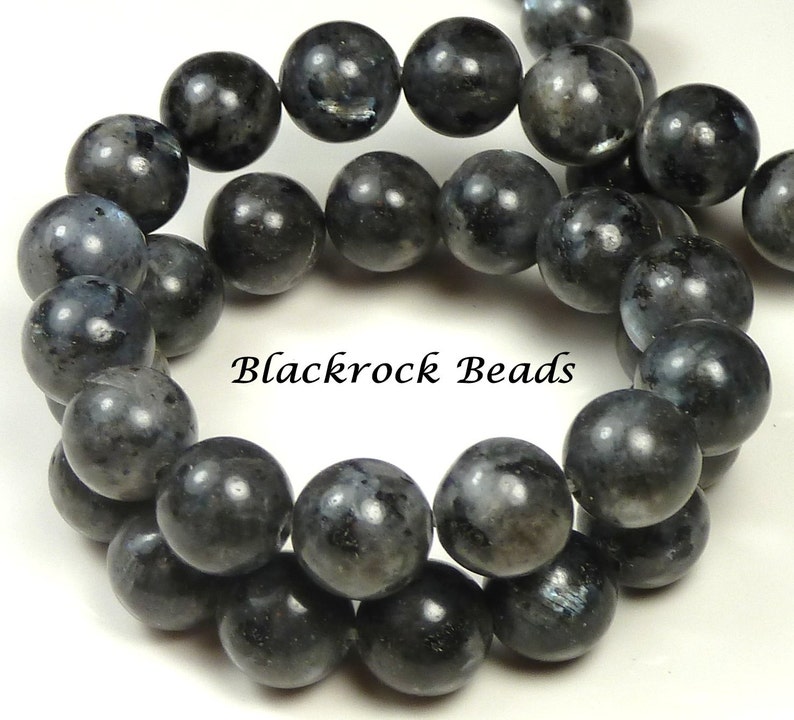 10mm Labradorite Natural Gemstone Beads 15.5 Inch Strand Black, Gray, Round, Opaque, Larvikite BF8 image 3