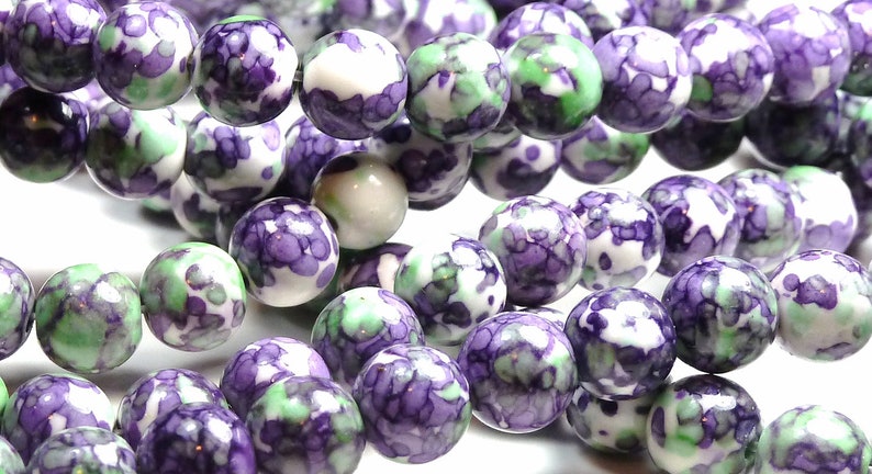 8mm Rain Flower Stone Ocean Jade Round Gemstone Beads Salmon Red Orange 15.5 Inch Strand Sky Blue BB7