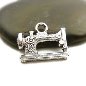 Bulk 15 Sewing Machine Charms - Double Sided - Antique Silver Tone Metal - 15x20mm, Hobby Charms - BC1