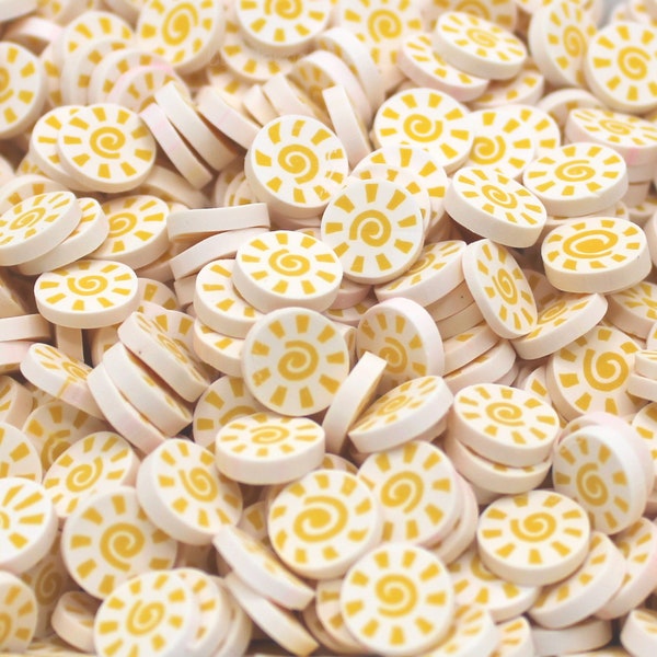 10mm Sun Polymer Clay Slices - NOT EDIBLE - Summer Sun Sprinkles, Sun Cabochons, Weather Cabochons, Craft Embellishments - BPC207